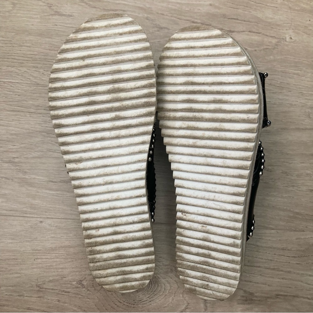 Zara Woman Silver Studded Chunky Criss Cross Espadrille Slide Open Toe Sandals - Picture 7 of 11